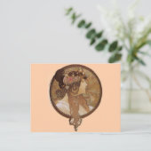 Brünett von Alphonse Mucha Postkarte (Stehend Vorderseite)
