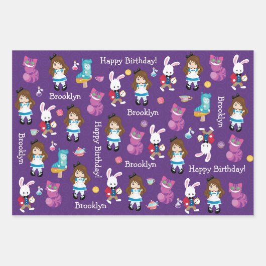 Brünette Alice-Abenteuer im Wunderland Geschenkpapier Set (Vorderseite 3)