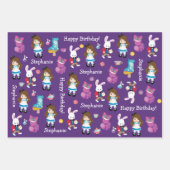 Brünette Alice-Abenteuer im Wunderland Geschenkpapier Set (Vorderseite)