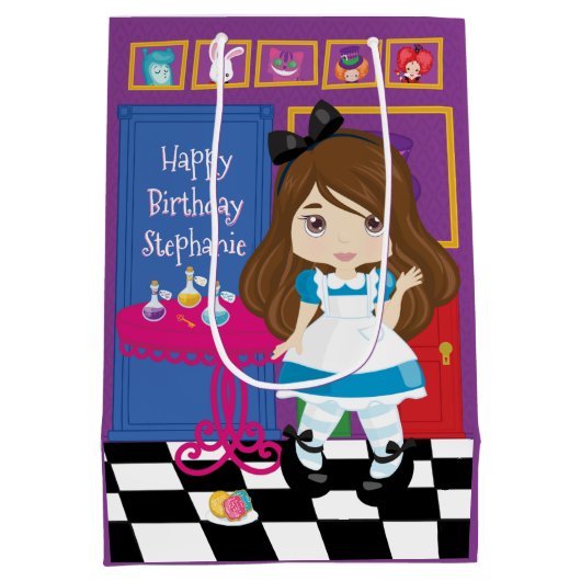 Brünette Alice - Trinken Sie mir mittelgroße Gesch Mittlere Geschenktüte (Rückseite)