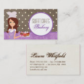 Brünette Baker Lila Bake Cup Cakes Business Card Visitenkarte (Vorne/Hinten)