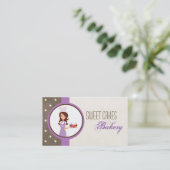 Brünette Baker Lila Bake Cup Cakes Business Card Visitenkarte (Stehend Vorderseite)