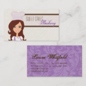 Brünette Baker Lila Bake Cup Cakes Business Card Visitenkarte (Vorne/Hinten)