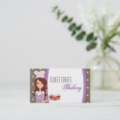 Brünette Baker Lila Bake Cup Cakes Business Card Visitenkarte (Stehend Vorderseite)