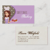 Brünette Baker Lila Bake Cup Cakes Business Card Visitenkarte (Vorne/Hinten)