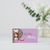 Brünette Baker Lila Bake Cup Cakes Business Card Visitenkarte (Stehend Vorderseite)