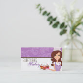 Brünette Baker Lila Bake Cup Cakes Business Card Visitenkarte (Stehend Vorderseite)