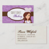 Brünette Baker Lila Bake Cup Cakes Business Card Visitenkarte (Vorne/Hinten)