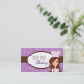 Brünette Baker Lila Bake Cup Cakes Business Card Visitenkarte (Stehend Vorderseite)