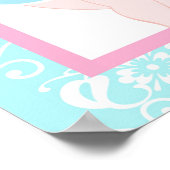 Brünette Ballerina & Blue Damask Poster (Ecke)