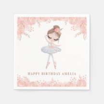 Brünette Ballerina in weißem Kleid Floral Geburtst