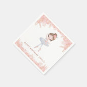 Brünette Ballerina in weißem Kleid Floral Geburtst Serviette (Ecke)