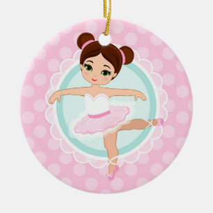 Brünette Ballerina - rosa Ballett-Tänzer-Mädche Keramik Ornament