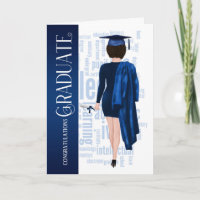 Brünette Blue Cap und Gown Graduate