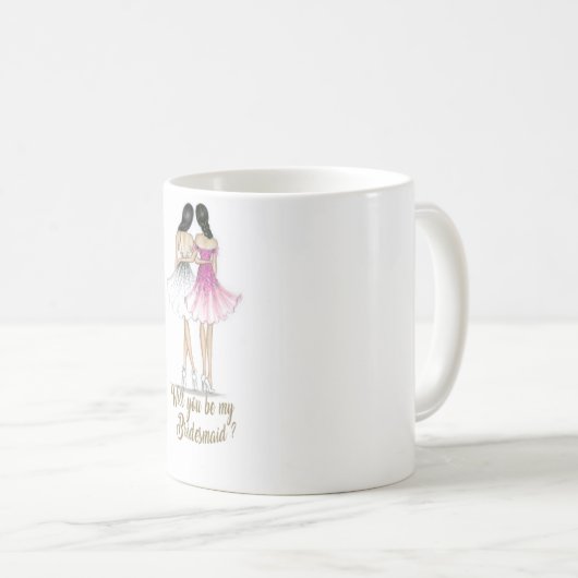 Brünette Braut/brünette Brautjungfern-Tasse Kaffeetasse (VorderseiteRechts)