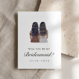 Brünette Bridesmaid für Wasserfarben - Vorschlag P Postkarte