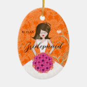 Brünette Bridesmaid-Geschenke Wählen Sie Farben Keramik Ornament (Vorne)