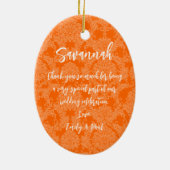 Brünette Bridesmaid-Geschenke Wählen Sie Farben Keramik Ornament (Hinten)