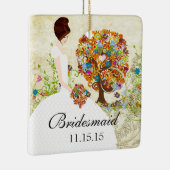 Brunette Bridesmaid Gifts Flower Tree Keramikornament (Rechts)