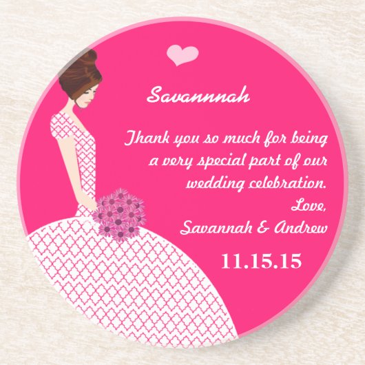 Brünette Bridesmaid Wedding Gown Untersetzer (Vorne)