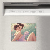 Brünette Button-Up Pastel-Blume Magnet (In Situ (Geschirrspüler))