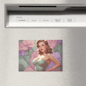 Brünette Button-Up Pastel-Blume Magnet (In Situ (Geschirrspüler))