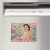 Brünette Button-Up Pastel-Blume Magnet (In Situ (Geschirrspüler))