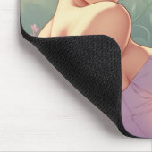 Brünette Button-Up Pastel-Blume Mousepad (Ecke)