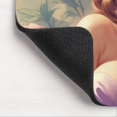 Brünette Button-Up Pastel-Blume Mousepad (Ecke)
