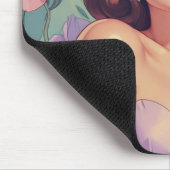 Brünette Button-Up Pastel-Blume Mousepad (Ecke)