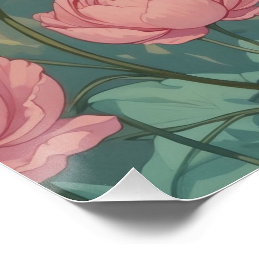 Brünette Button-Up Pastel-Blume Poster (Ecke)