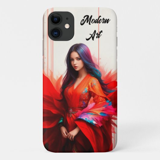 Brünette Dekoration der asiatischen Kimono moderne Case-Mate iPhone Hülle (Rückseite)