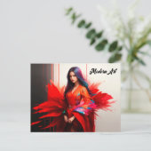 Brünette Dekoration der asiatischen Kimono moderne Postkarte (Stehend Vorderseite)