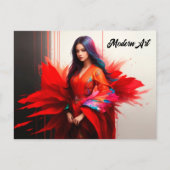 Brünette Dekoration der asiatischen Kimono moderne Postkarte (Vorderseite)