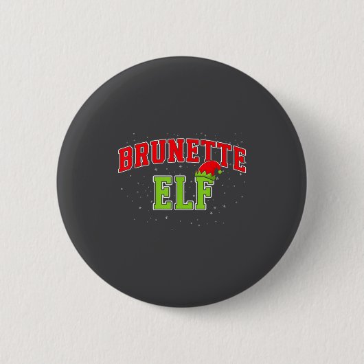 Brunette Elf Christmas Family Matching Group Xmas Button (Vorderseite)