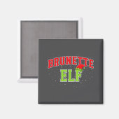 Brunette Elf Christmas Family Matching Group Xmas Magnet (Vorderseite/Rückseite)
