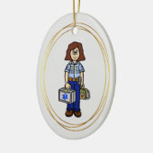Brünette EMS Paramedic Keramik Ornament (Links)