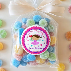 Brünette Fairy Princess Geburtstagsticker Runder Aufkleber