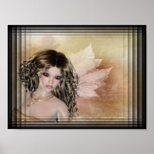 Brünette Fantasie mit Soft Leaf Fall Bkgrd Poster (Vorne)