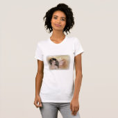 Brünette Fantasie mit Soft Leaf Fall Hintergrund T-Shirt (Vorne ganz)