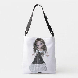 Brünette Frau ganz vorbei - drucken Sie Tragetaschen Mit Langen Trägern