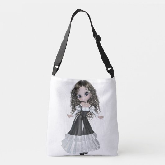 Brünette Frau ganz vorbei - drucken Sie Tragetaschen Mit Langen Trägern (Rückseite)