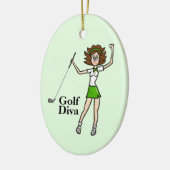 Brünette Frau Golfer Keramik Ornament (Links)