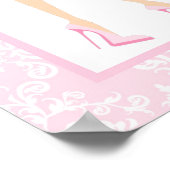 Brünette Frauendusche aus Pink Damask Poster (Ecke)