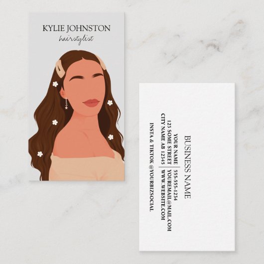 Brünette Friseursalon Visitenkarte (Vorne/Hinten)