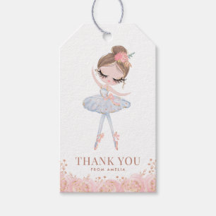 Brünette Girl Ballerina in weißem Kleid Geburtstag Geschenkanhänger