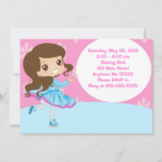 Brünette Girl Ice Skaten zum Geburtstag Einladung