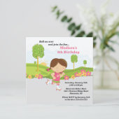 Brünette Girl Skaten Birthday Party Einladung (Stehend Vorderseite)