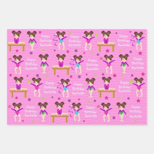 Brünette Gymnastikfolienblätter Geschenkpapier Set (Vorderseite 2)