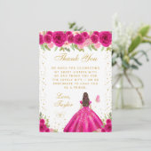 Brünette HaarPrinzessin 16 . Geburtstag in Pink Dankeskarte (Stehend Vorderseite)